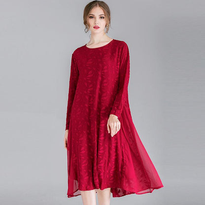 Buykud Soft And Comfortable Casual Leaf Loose Dress