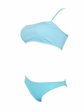 Ribbed Bandeau Plain Bikini