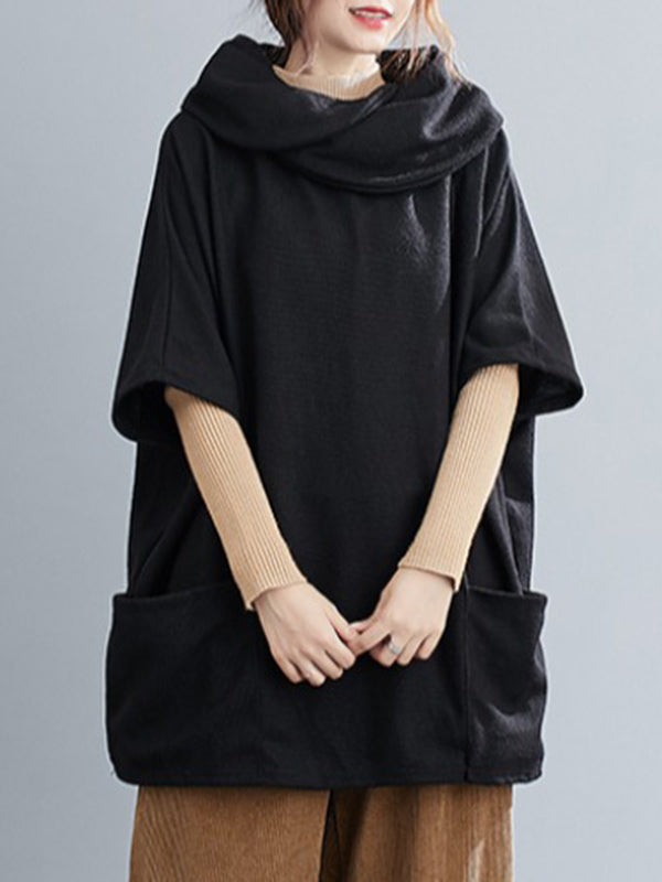 Solid Color Heaps Collar Half Sleeve T-Shirt