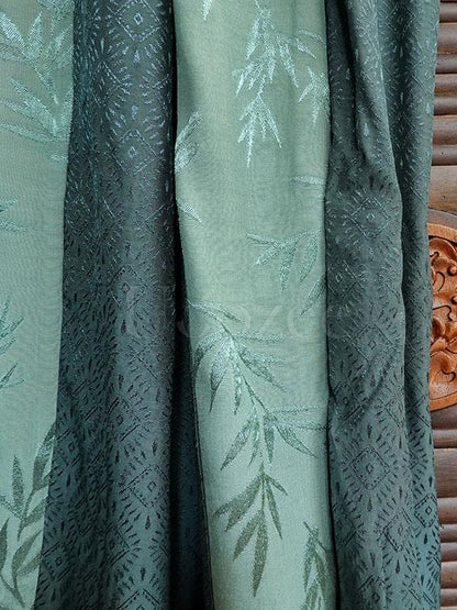 Green Striped Bamboo Jacquard Long Dress