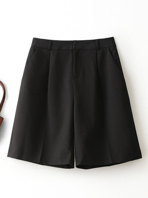 Original Pleats Empire Solid Wide Leg Shorts