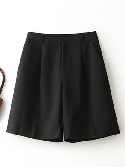 Original Pleats Empire Solid Wide Leg Shorts