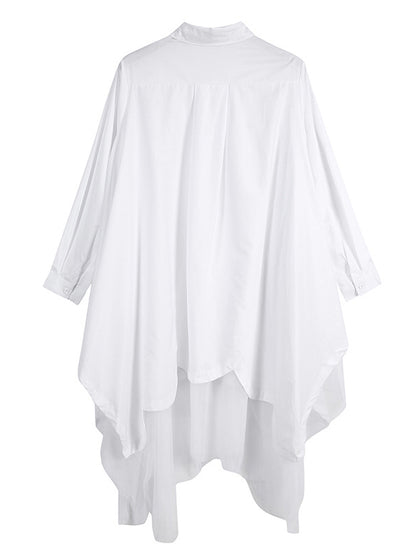 Urban Black&White Lapel Long Sleeves Shirt Dress