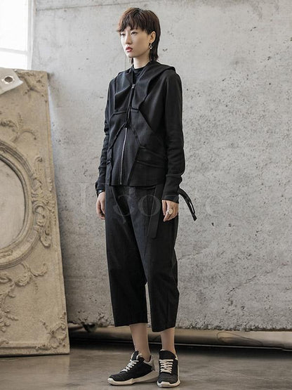Loose Straight Leg Buttons Pants