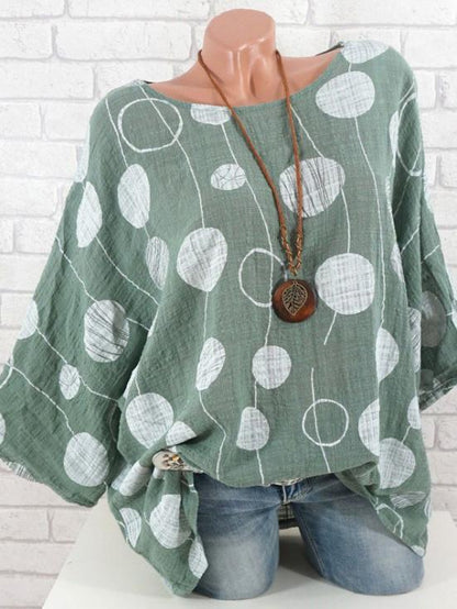 Round-Neck Batwing Sleeve Blouses
