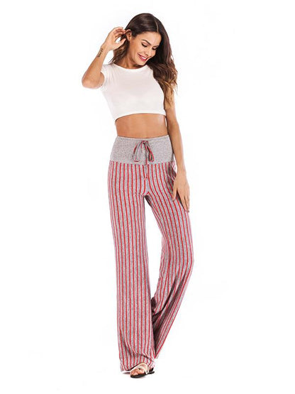 Striped 6 Colors Wide Leg Casual Pants