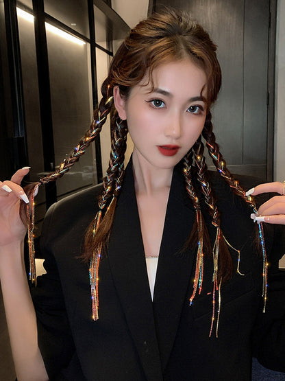 Urban Multi-Colored Rhinestone Tasseled Hair Clips