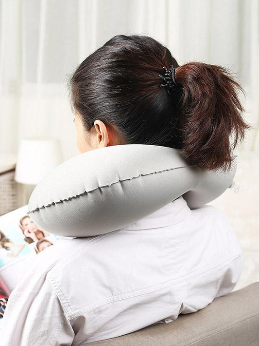 Travel Press Type Portable Inflatable U-Shaped Pillow Accessories