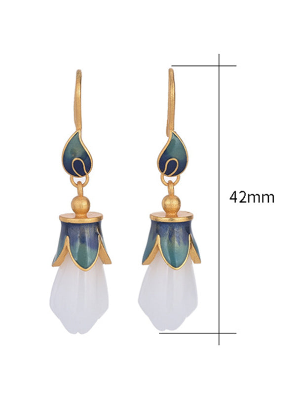 Vintage Flower-Embellished Geometry Earrings Accessories