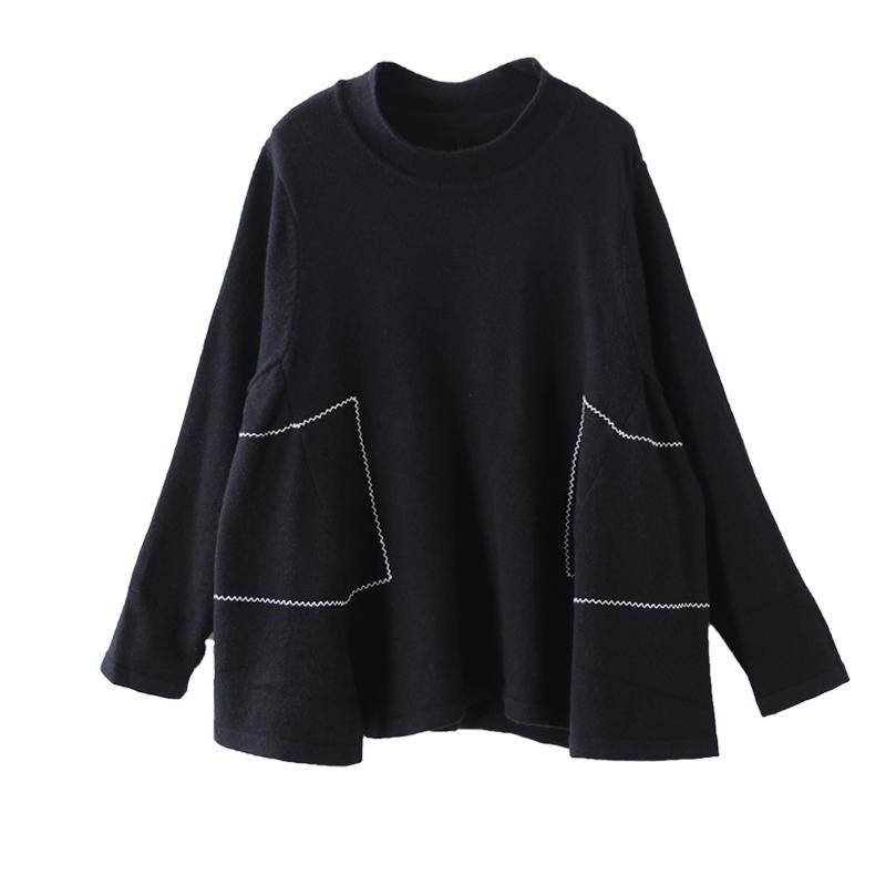 Buykud Decorative Line Casual Comfort Loose Sweater
