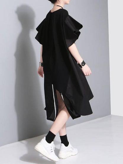 Oversize Asymmetric Falbala Split-joint T-Shirt