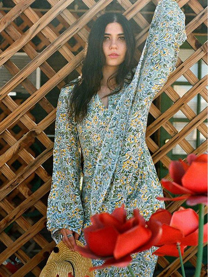 Flared Sleeves Bohemia Maxi Dress