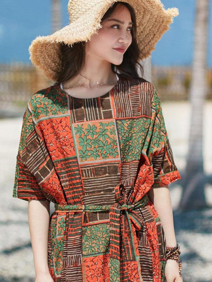 2019 Summer New Original Fashion Loose Oversize Bamboo Hemp Maxi Dress