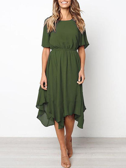 Bohemia Cropped Elastic Solid Midi Dresses