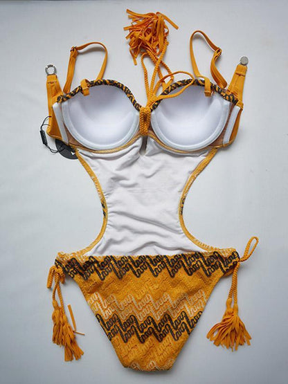 Stripe Knot Side One-piece Swimwear
