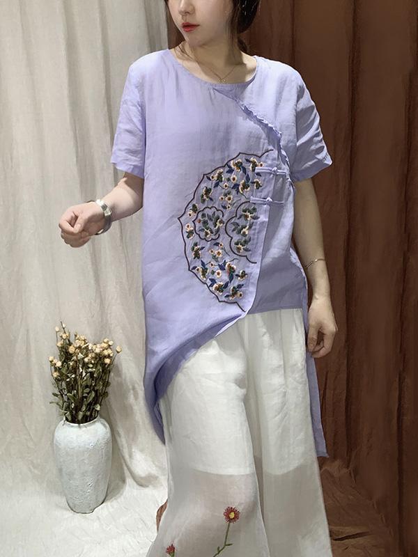 Original Embroidered Buckle Irregularity Tops