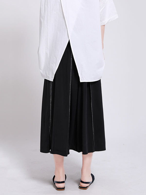 Casual Split-Back Split-Joint With Pocket Solid Color Round-Neck Half Sleeves T-Shirt