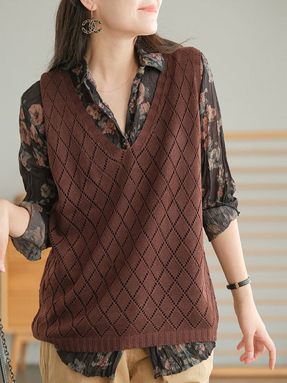 Vintage Printed Buttoned Pleated Lapel Long Sleeves Blouse Tops