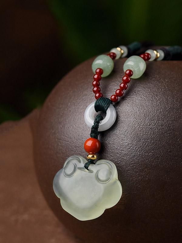 Vintage Natural Jade Pendant Necklace