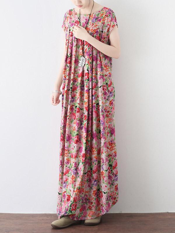 Original Floral Round-Neck Dress
