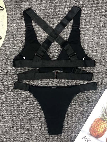 Plain Adjustable Bikini Swimsuit