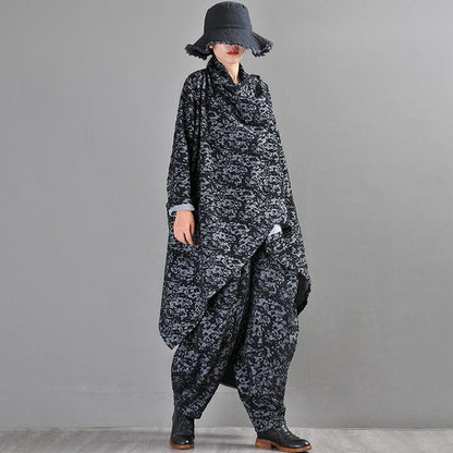 Buykud Irregular Design Retro Jacquard Trench Coat
