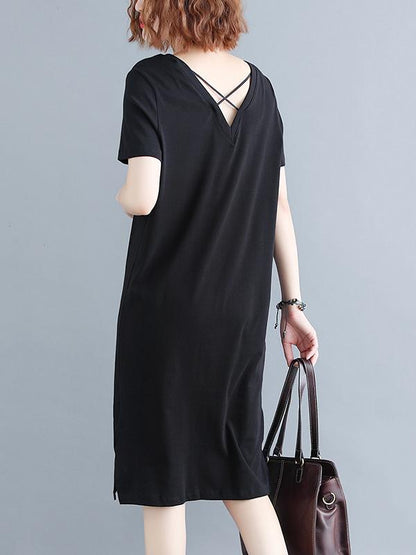 Casual Crossover Strap Neck Long Dress