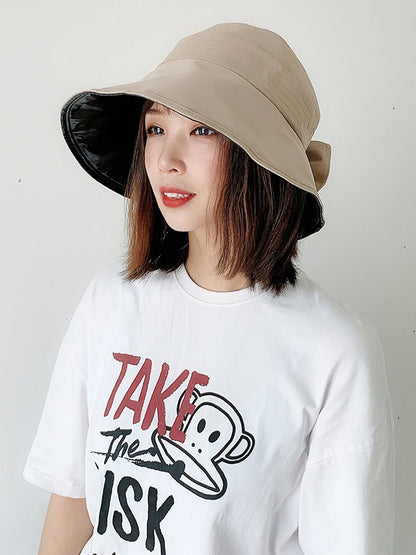 Casual Solid Color Bow-Embellished Sun Protection Hats