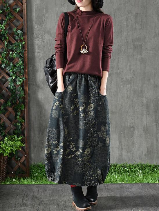 Loose Printed A-line Skirt Bottom