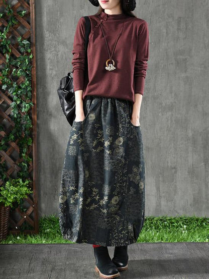 Loose Printed A-line Skirt Bottom