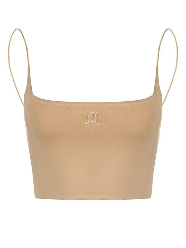 Sexy Embroidered Spaghetti-Neck Vest Top