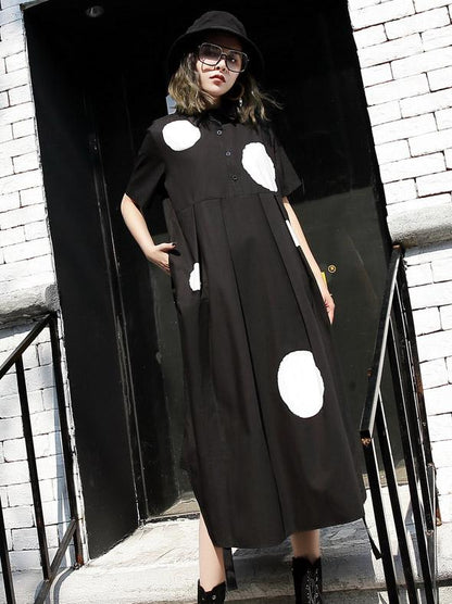 Elegant Polka-dot Printed Long Dress