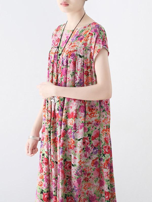 Original Floral Round-Neck Dress