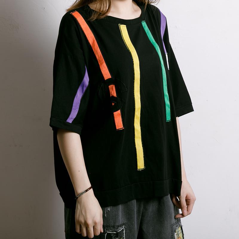 Colored Appliques Simple Women Casual T-Shirt
