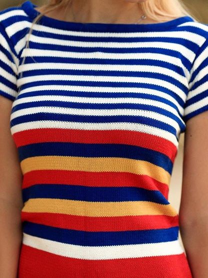 Multicolor Striped Knitting Mini Dress