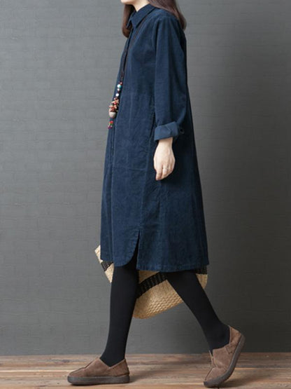 Fashion Plus Size Loose Long Sleeves Shirt Dress