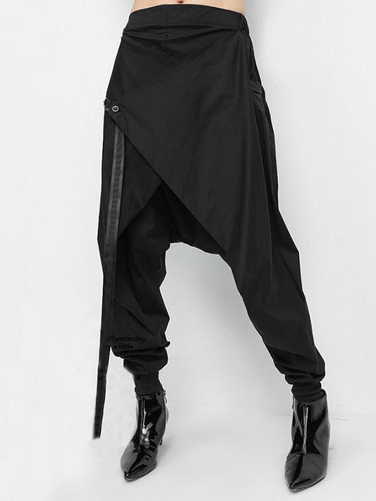 Elastic Waist Design Black Harem Pants