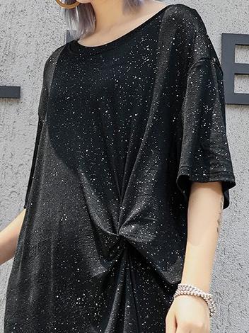Solid Twinkle Short Sleeves Dress