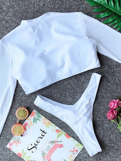 Tulle Long Sleeves Bikinis Swimwear