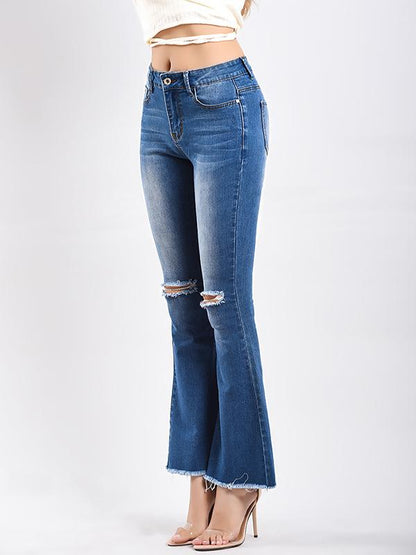 Ripped Bell-bottom Jean Pants