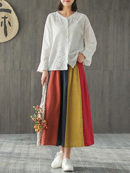 Split-joint Rainbow Loose Skirt Bottom