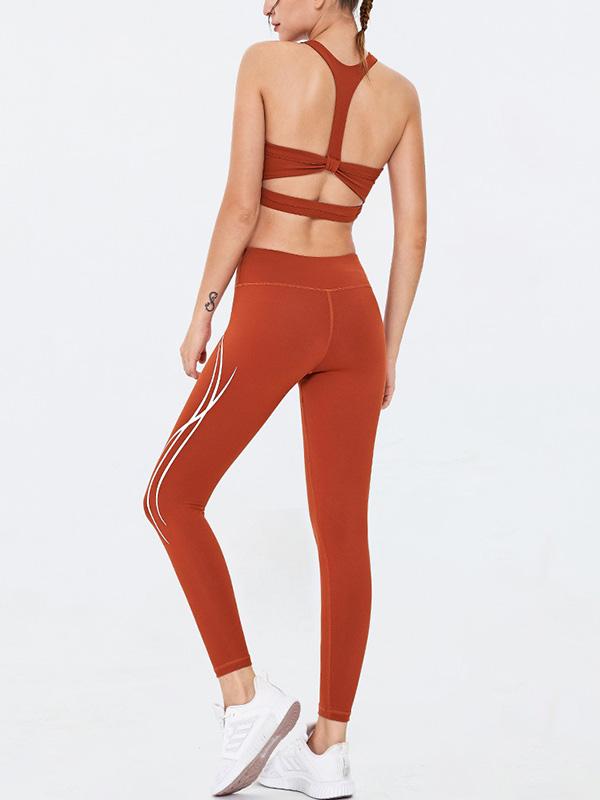 Printed Wrap Backless Yoga Suits