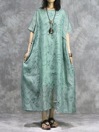 New Original Oversize Printed Split-joint Maxi Dress