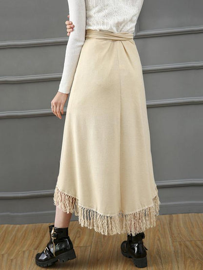 Apricot Asymmetry Bandage Skirt Bottoms