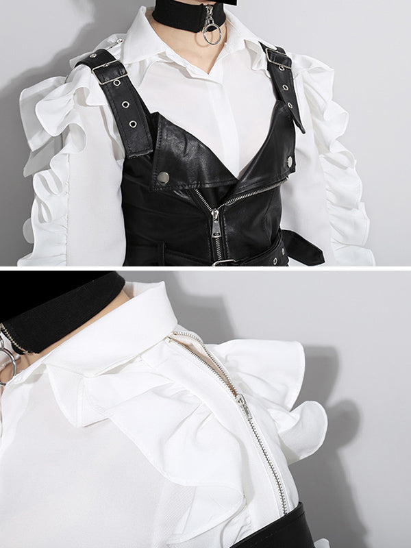 Original Falbala Sleeves Lapel Long Sleeve Shirt