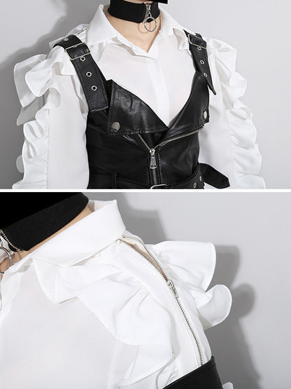 Original Falbala Sleeves Lapel Long Sleeve Shirt