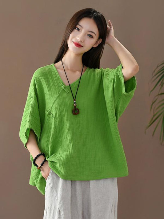 Vintage Solid Irregularity T-Shirts Tops