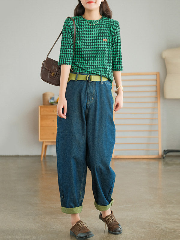 Simple Empire Waisted Wide Leg Harem Jean Pants