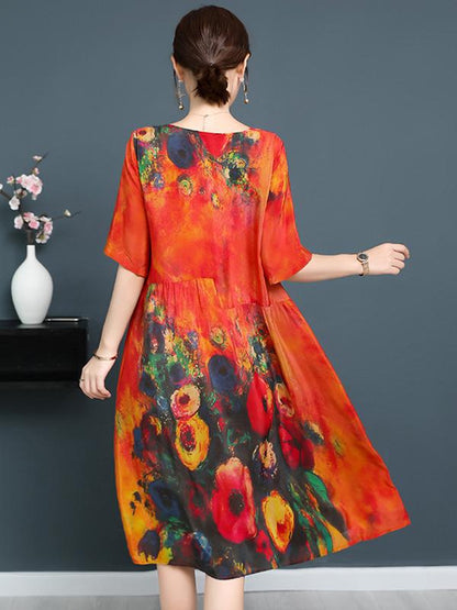 Casual Colorful Silk Long Dress