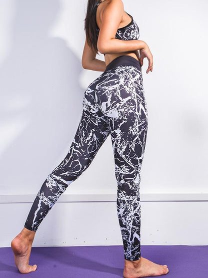 Racerback Mid Impact Tanks And Printed Leggings Suits